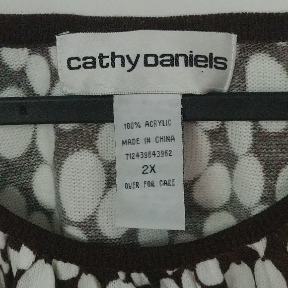 Cathy Daniels Women's Brown and White Polka Dot 3/4 Sleeve Blouse Size 2X - Picture 3 of 5